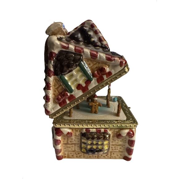 Mr. Christmas Hinged Gingerbread House Trinket Music Box Ornament Works Great - Picture 4 of 10